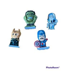 Lot of 4 Marvel Minis Figure Doll One Inch Hulk Captain America Chibis 2012